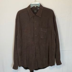 Van Heusen size large Faux Suede 16-16 1/2 chocolate brown long sleeve shirt